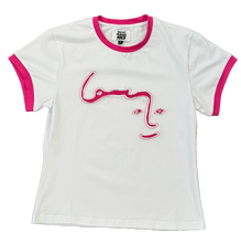 Load image into Gallery viewer, white &amp; pink jus smile tee :-]
