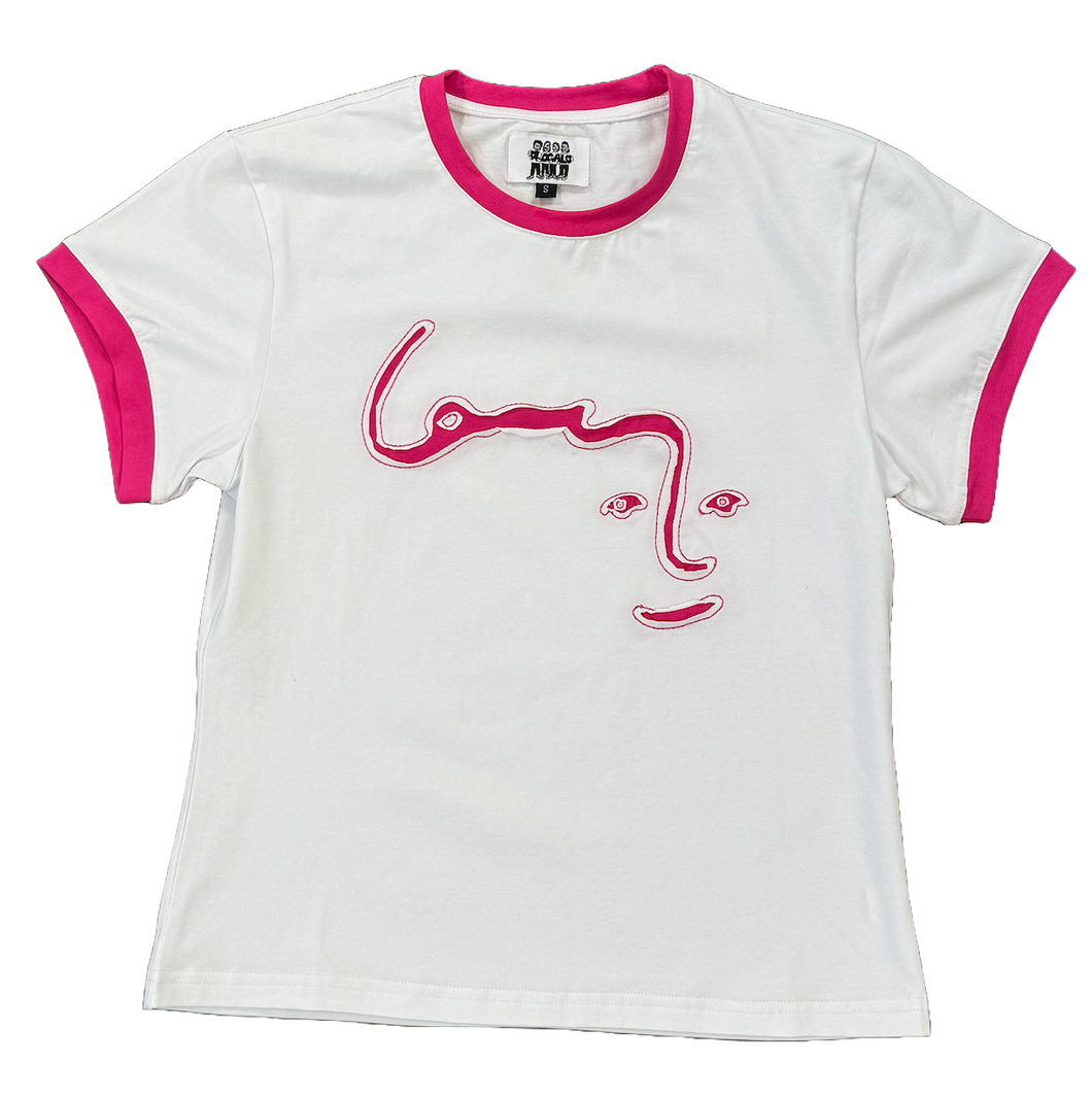 white & pink jus smile tee :-]